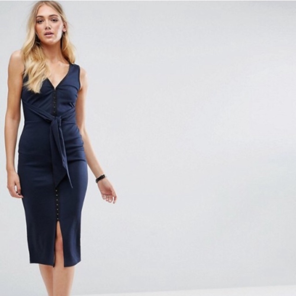 ASOS Tall Midi Dress with Front Tie Belt